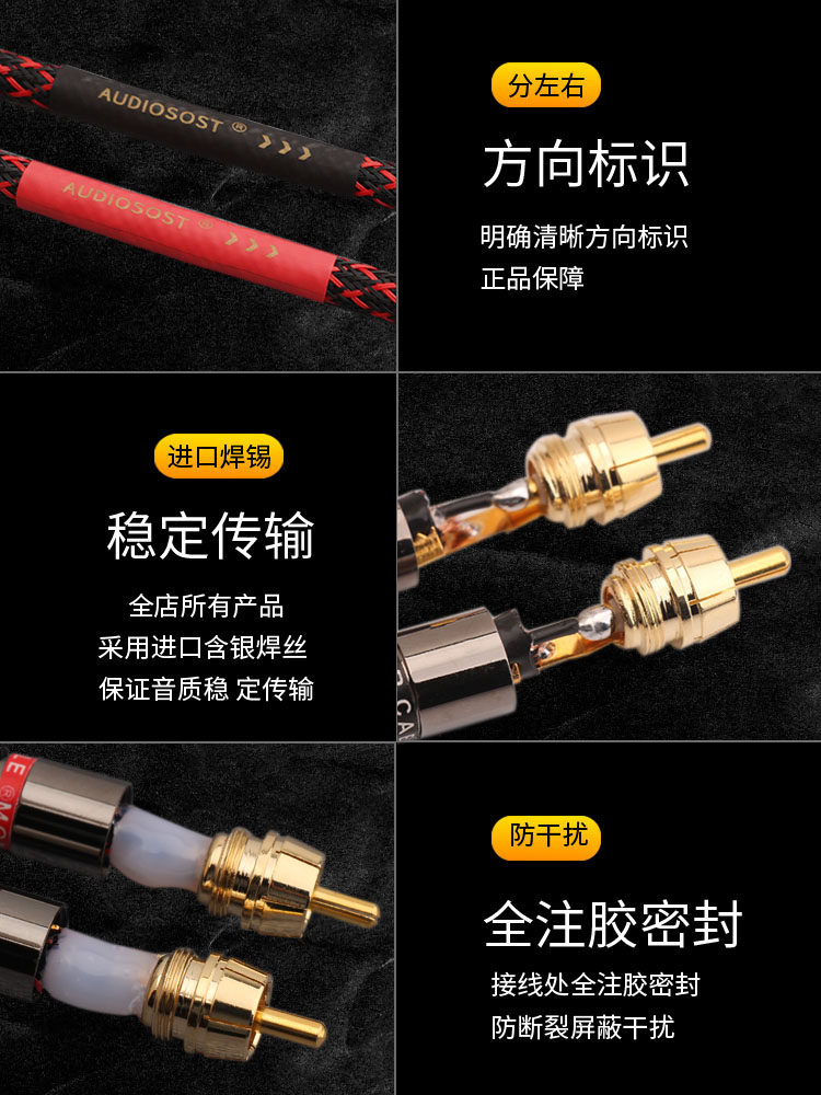 High-Quality Pure Copper Rca Dual Lotus Head Audio Cable, Oxygen-Free Copper Two-To-Two Audio Connection Cable, Dedicated Signal Cable Av