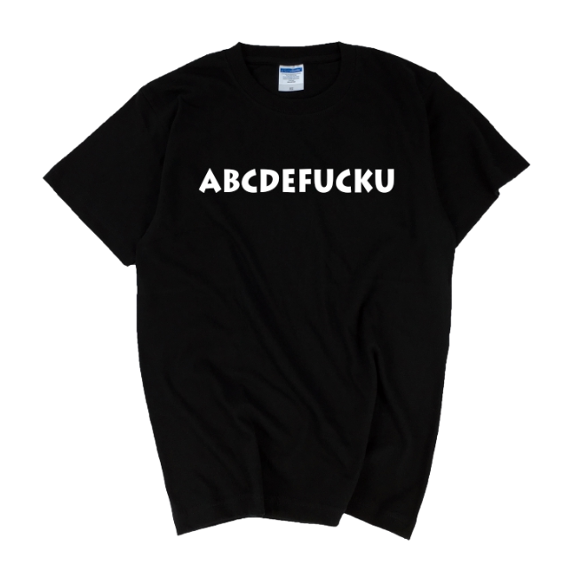 ABCDE FUCK U simple English Inprint OVERSIZE European and American BF Style Pop pure color short sleeve T-shirt