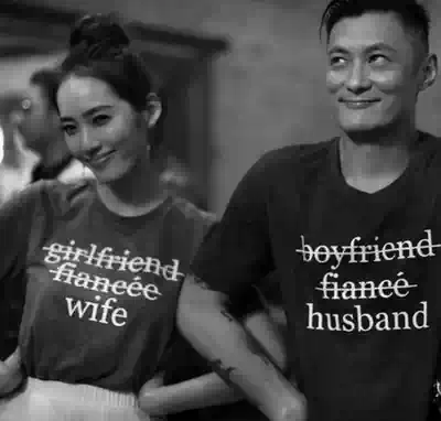 Yu Wenle INS The same style boyfriend and girlfriend fiancé wife engagement wedding gift short-sleeved toast suit couple T-shirt
