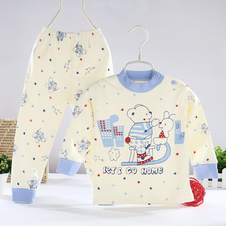 Bộ đồ lót trẻ em cotton mùa xuân và mùa thu bé trai và bé gái Quần áo trẻ em quần áo mùa thu ấm áp đồ ngủ bé bông quần lót trẻ em
