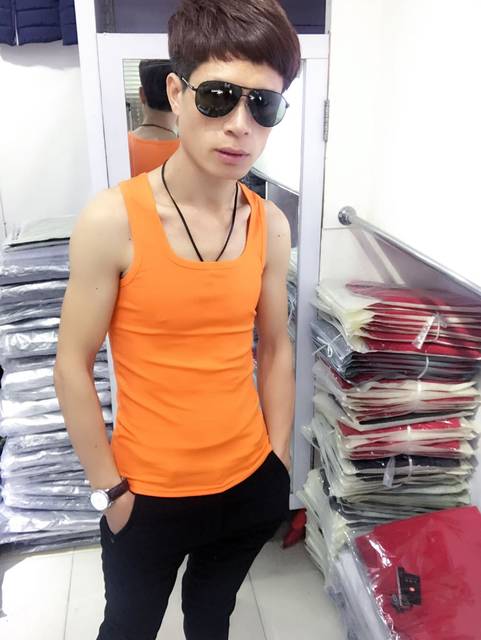 Summer Korean style pure cotton stretch tight sweat sweat vest men's slim-fit racer vest ຊາວຫນຸ່ມສີແຂງ bottoming ເສື້ອ trendy