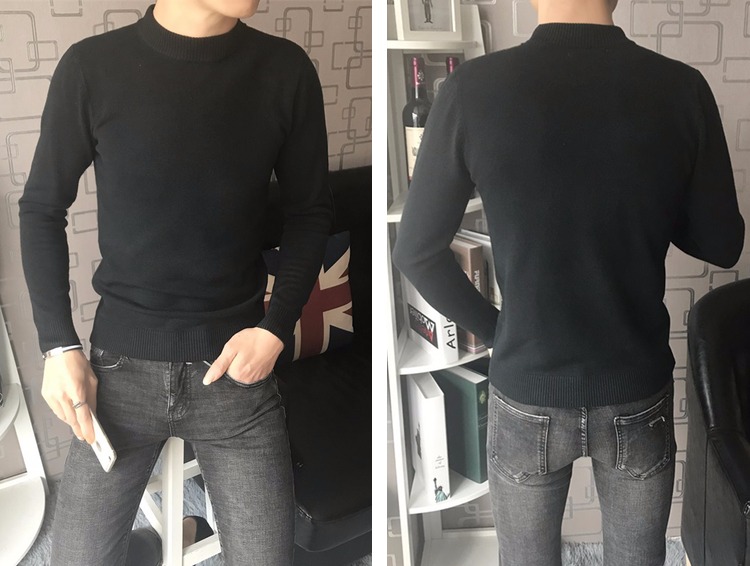 Mẫu áo thu đông của Hàn Quốc Slim nam xu hướng áo len cao cổ kiểu Hồng Kông áo len dài tay cho nam đơn giản ao len nam