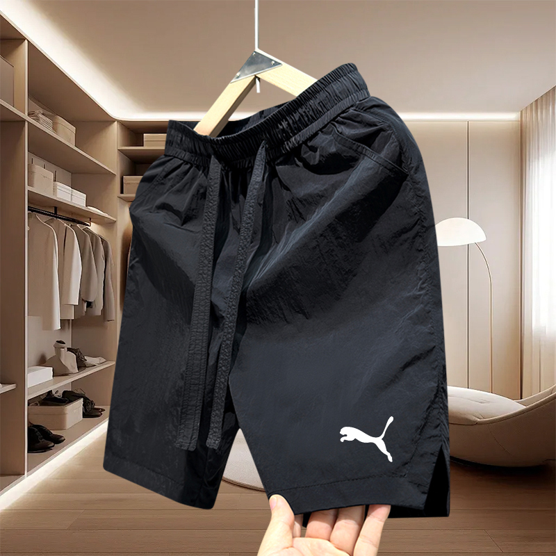 Majia Summer New Quick-Dry Men's Shorts Embroidered Men's Five-Point Shorts American Style Mid-Length Shorts Couple Beach Shorts Casual
