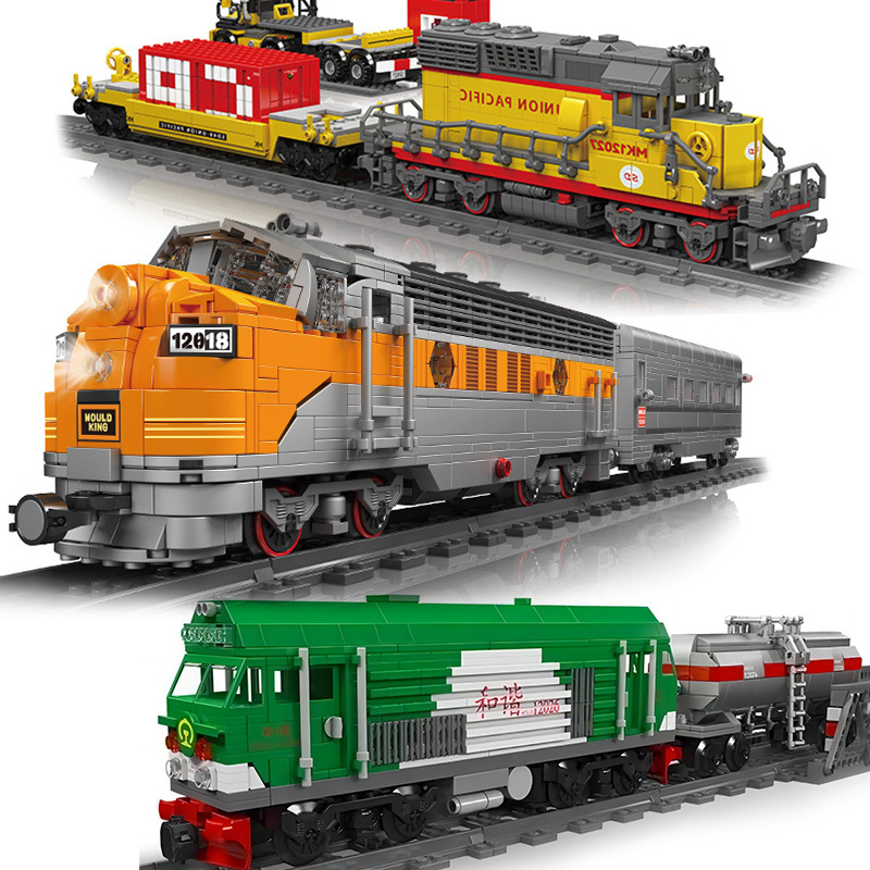 Railway Building Blocks Diesel Locomotive Steam Train Yuxing 12018-12027 Boys' Assembly Toys Railway Building Blocks Diesel Locomotive Steam Train Yuxing 12018-12027 Boys' Assembly Toys