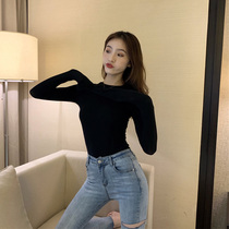 The owners own round neck bottoming shirt for womens autumn and winter Western style slim-fit t-shirt wild tight long-sleeved top