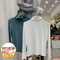 The owner left his own double-sided German velvet bottoming shirt for girls with western style Korean thickened and velvet long-sleeved brushed T-shirt