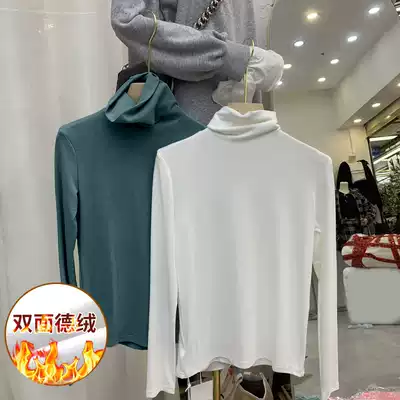 The owner's own double-sided German velvet bottoming shirt for girls with Western style Korean thickened and velvet long-sleeved brushed T-shirt