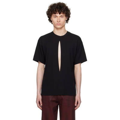 New European and American style patchwork hollowed-out opening T-shirt, a trendy and individualistic short-sleeved round-neck T-shirt