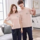 Mùa xuân quần ngắn tay đôi nhà quần áo cotton nam đồ ngủ cotton thể thao nữ mùa hè XL đồ ngủ đồ ngủ khủng long