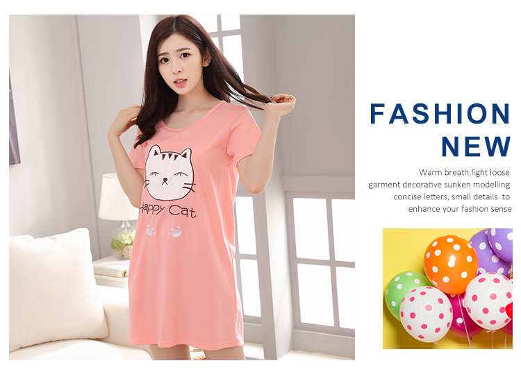 Váy ngủ mùa hè cỡ lớn cho phụ nữ đầy đủ đồ ngủ ngắn tay cotton lỏng lẻo cô gái sinh viên phục vụ nhà mùa hè váy dài váy ngủ đẹp
