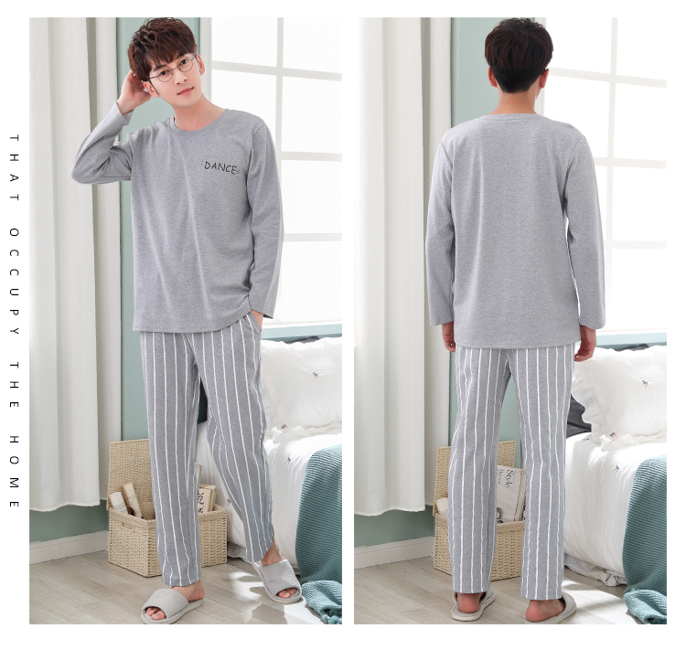 Bộ đồ ngủ mùa xuân và mùa thu cho nam và nữ áo kiểu nữ