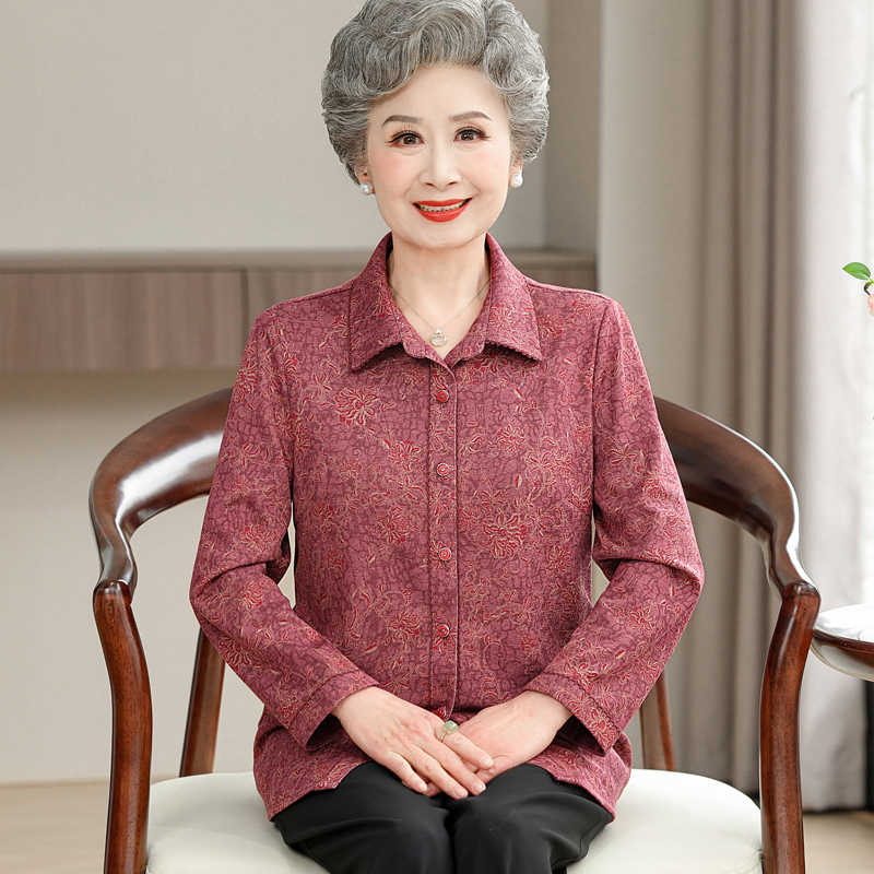 New Style Long-Sleeved Shirts for Middle-Aged and Elderly Mothers, Spring and Autumn Clothing for 60-Year-Old Women, Stylish Grandma Shirts and Tops New Style Long-Sleeved Shirts for Middle-Aged and Elderly Mothers, Spring and Autumn Clothing for 60-Year-Old Women, Stylish Grandma Shirts and Tops