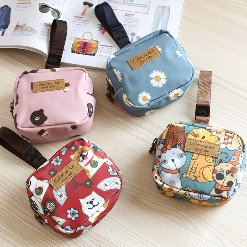 Cute little square zero wallet wrist coin bag containing small bag mouth red packets carry-on bag sanitary cotton cotton bag