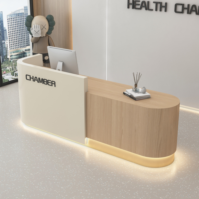 Bar Counter, Cash Register, Company Curved Front Desk Reception Desk, Clothing Store, Beauty Salon, Training Institution, Hair Salon, Light Luxury