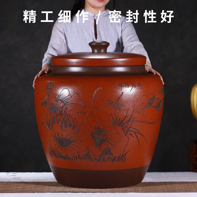 New Pint Great Size Yixing Original Mine Purple Sand Tea Leaf Jars 70 Catty Tea Jar Pu-erh Tea Cake Jar Seal