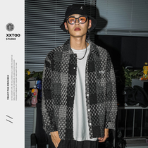 XXTOO shirt jacket man 2022 spring autumn new retro 100 hitch Tide Loose plaid casual Coloured jacket