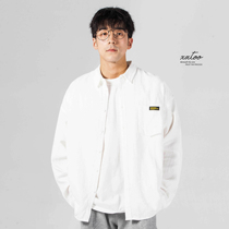 XXTOO washed cotton soft material shirt male 2022 Spring autumn new blouse 100 lap casual long sleeve jacket