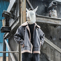 LMTNZD homemade 2021 winter coat cotton-padded clothing male lamb hair turn tide street loose suede cotton coat