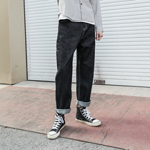 LMTNZD spring and summer new loose primary color jeans mens Japanese retro straight denim pants tide