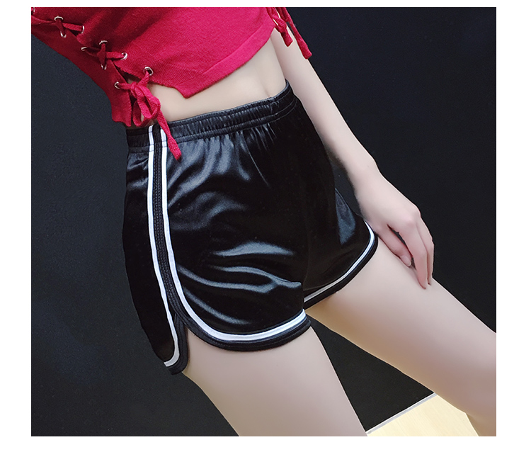 Châu âu và Mỹ blogger AA retro giản dị mịn đàn hồi cao eo trắng thể thao bên quần short phụ nữ chạy thể dục stretch hot quần quần sooc nữ xếp li