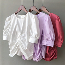 2020 Summer new Korean bubble sleeve shirt women loose Joker style design sense niche French short shirt