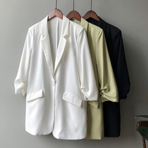 2020 Summer new Korean version of chiffon small blazer women French solid color slim Joker Sun suit