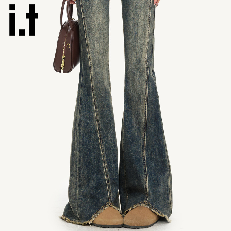 It:Chocoolate Retro Flared Jeans for Women, New Summer Slim Fit High-Waisted Bootcut Pants