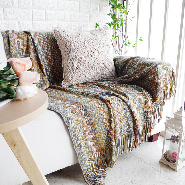 Nordic bohemian sofa blanket sofa cover towel single double tiger chair full cover sofa cushion soft tassel