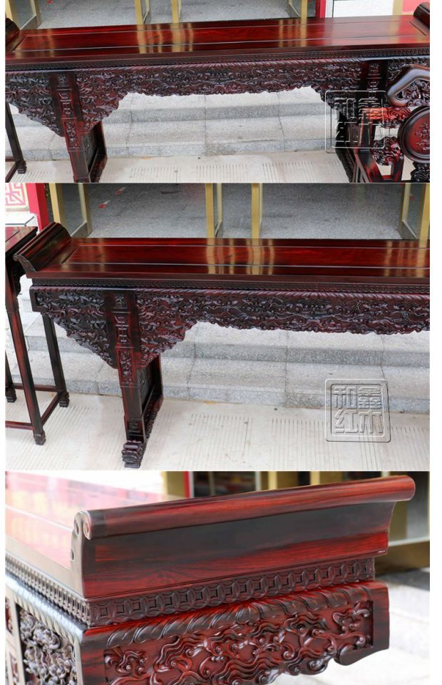 Nội thất gỗ gụ Lào gỗ hồng mộc đỏ Zhongtang trường hợp Ganoderma lucidum ghế sáu mảnh đặt Sian gỗ hồng mộc cũ màu đen cho bàn - Bàn / Bàn bàn gỗ hiện đại