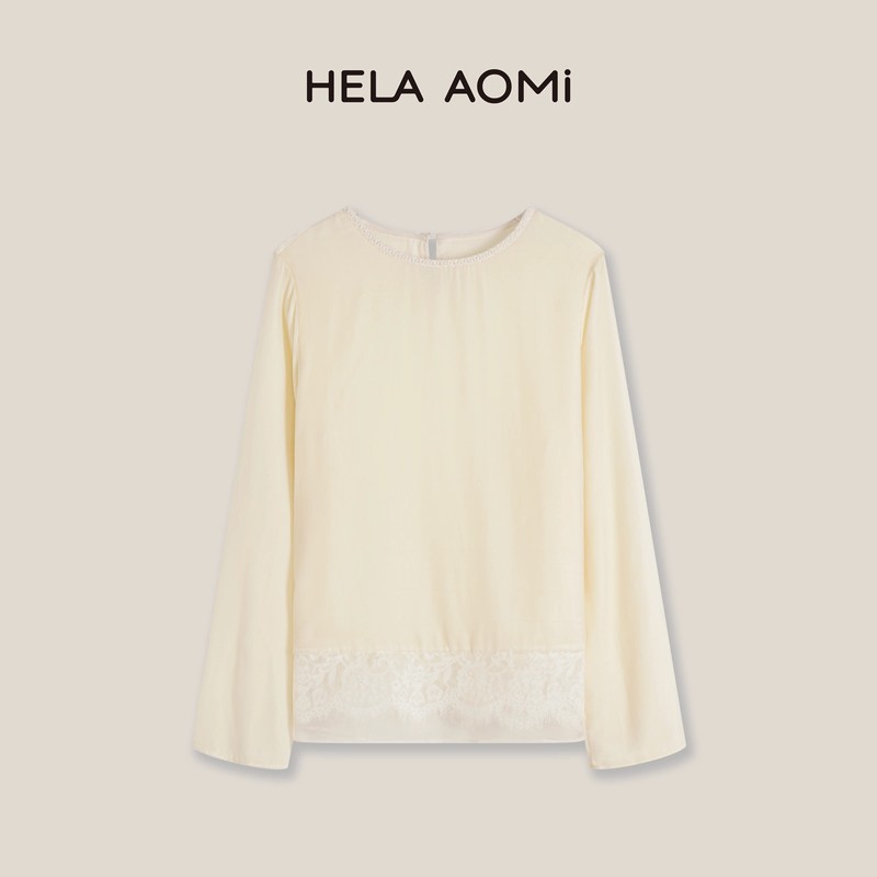 Qiu Yingying's 100% Mulberry Silk Velvet Lace Patchwork Layered Shirt