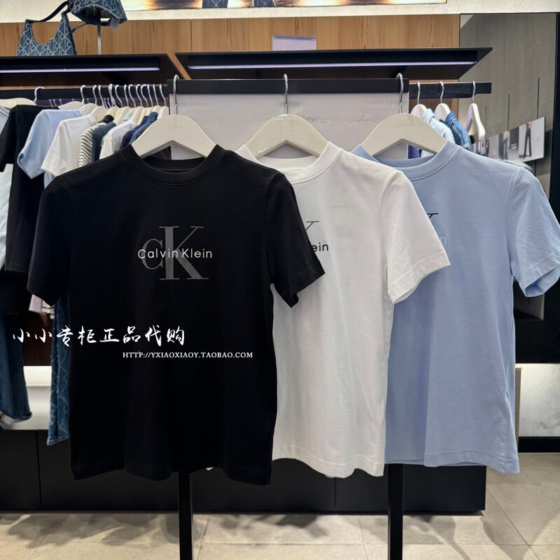 Ck Jeans Official Store Genuine 2026 Spring/Summer New Women's Classic Letter Pure Cotton Short-Sleeve T-Shirt 47B865G