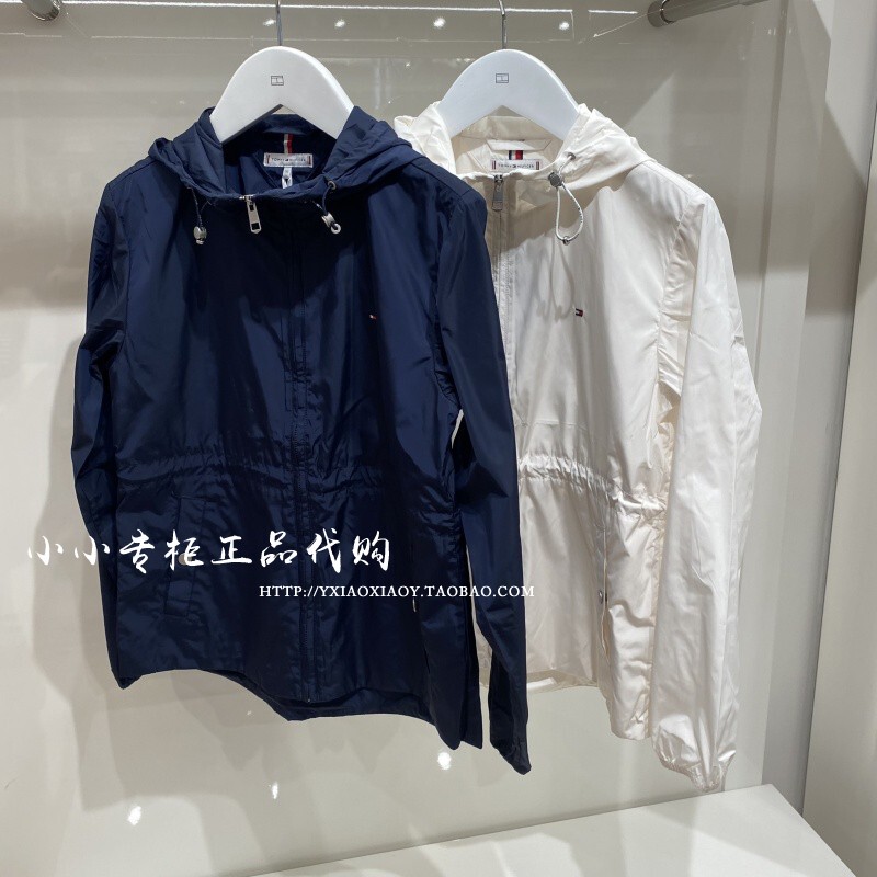 Tommy Genuine Product 2025 Autumn Women's Outdoor Trendy Waist-Cinching Hooded Jacket Ww45725
