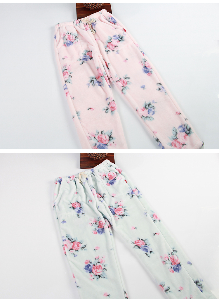 Quần pyjama Quần flannel nữ nhung nhung mùa thu và mùa đông dày ấm áp và nhung rộng kích thước lớn nam và nữ cặp vợ chồng quần nhà quần cotton nam