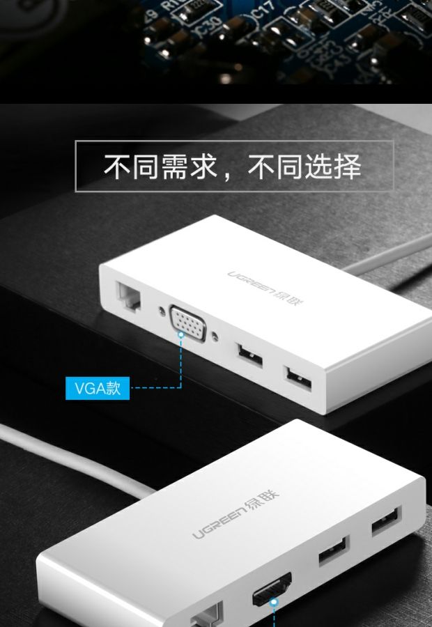 Bộ chuyển đổi Green-type hdmi / vga / card mạng / cổng USB cho Apple Dell Lenovo Máy tính xách tay máy tính xách tay usb3.0-c của trạm kết nối trạm nối trung tâm HUB - USB Aaccessories quat cam tay
