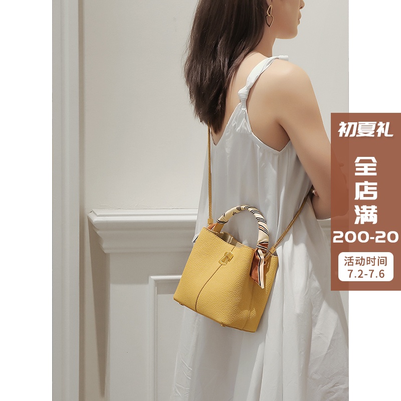 FASHION SMALL BAG 100 LAP GIRL BAG NEW 2022 TEXTURE WOMEN BUCKET BAG ARMPIT GENUINE LEATHER SINGLE SHOULDER SLOPED SATCHEL BAG