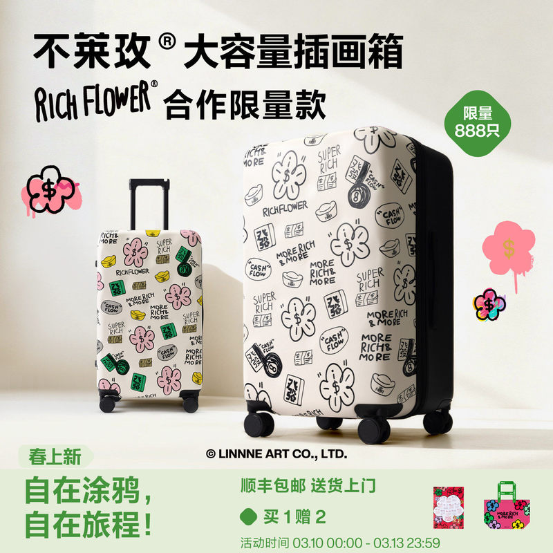 [New Year's Gift] Bulai Mei Large Capacity Suitcase 2026 New Model Universal Wheel Password Box Illustration Travel Case