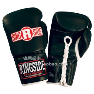 (shipped in US) RINGSIDE Boxing Gloves Genuine Leather Boxing Gloves laces black