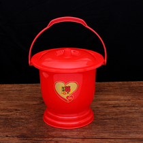 Wedding supplies creative red festive plastic portable with lid tall jar bucket wedding with dowry newcomer spittoon