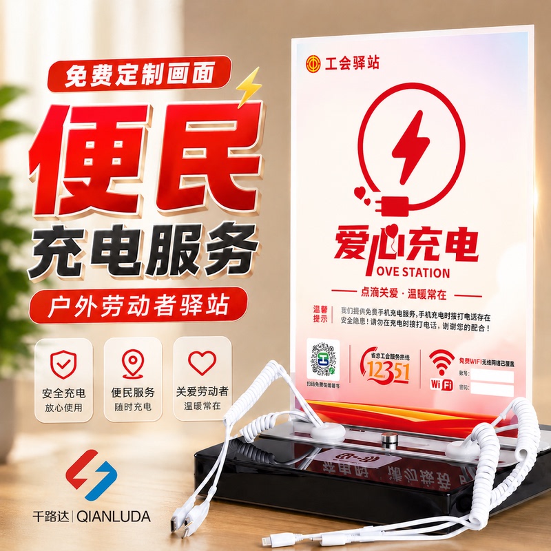 Qianluda Mobile Phone Charging Station, Universal Multi-Functional Public Convenience Super Fast Charging Desktop Vertical Self-Service Charging Station, Bank Union Care Station Mobile Phone Gas Station Charger