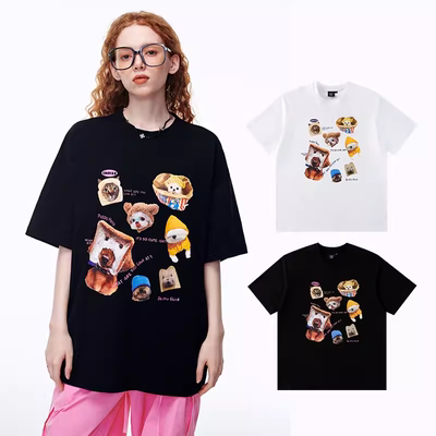 【 Star's Same Style 】ER Pet Club T-shirt Summer Trendy Brand, versatile American casual couple pure cotton short-sleeved