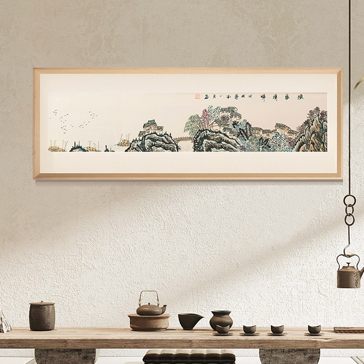 Mounted large picture frame Chinese solid wood photo frame office on demand Large size 70 * 100cm country painting frame-Taobao