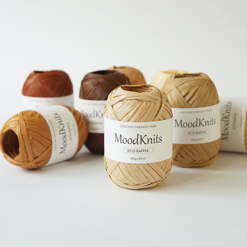 Moodknits Environmentally Friendly Raffia Yarn Cotton Straw Hat Bag DIY Crochet Friendly Knitting Yarn Eco Raffia