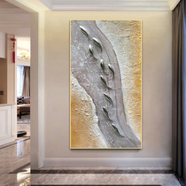 Hand-painted porch decorative painting vertical version of the new Chinese-style hanging painting light luxury corridor at the end of the aisle nine fish map original texture painting