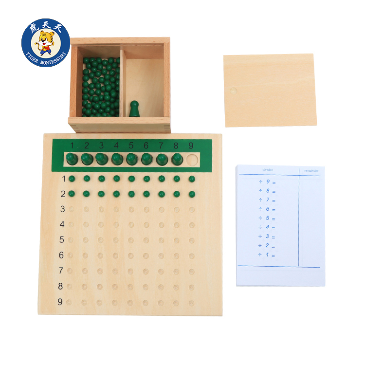 Tiger Day Montessori math teaching aids Single-digit division operation Division Abacus board with homework paper Montessori Division board