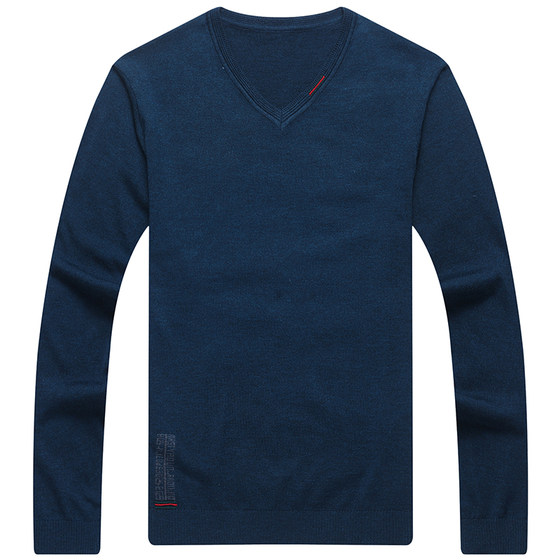 2024 new spring thin sweater men's V-neck bottoming shirt solid color wool sweater men's sweater long-sleeved T-shirt