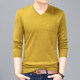 2024 Spring thin sweater men's V-neck solid color men's wool sweater long-sleeved T-shirt casual sweater base layer