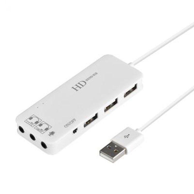 .0 card âm thanh + Bộ chia HUB bên ngoài máy tính mở rộng USB HUb7.1 card âm thanh USB đen mở rộng với giắc cắm tai nghe - USB Aaccessories quạt đeo cổ mini