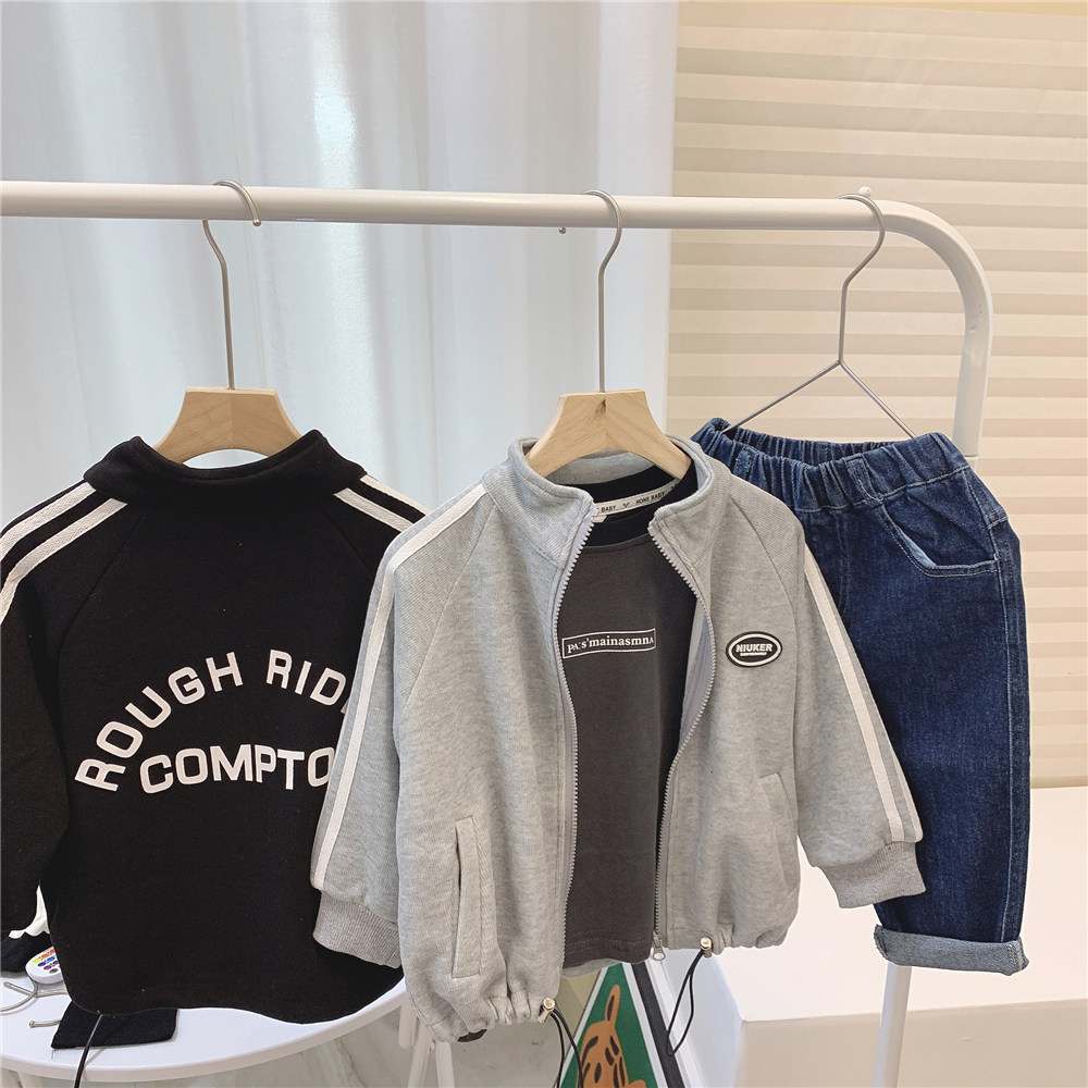 21 new boys' autumn and winter coats, children's sweatpants, thick cotton T cardigans, Korean version, small and medium-sized children's baby velvet tops