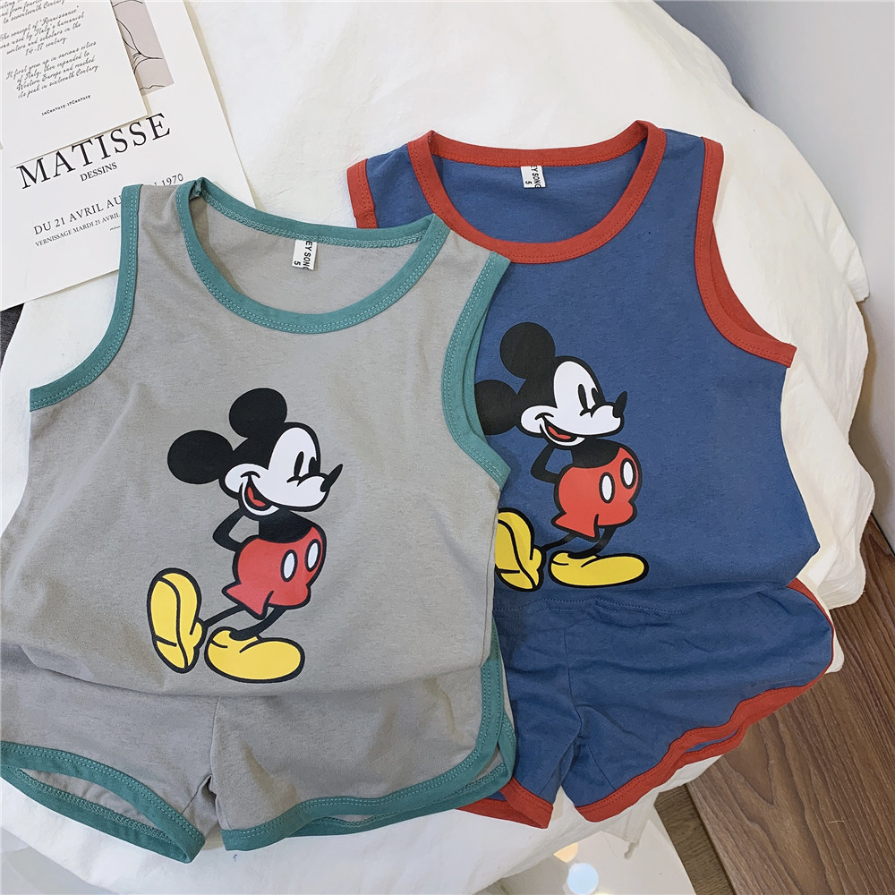 Baby vest suit summer thin section 21 new Korean children's summer clothes boys sleeveless T-shirt shorts two-piece set