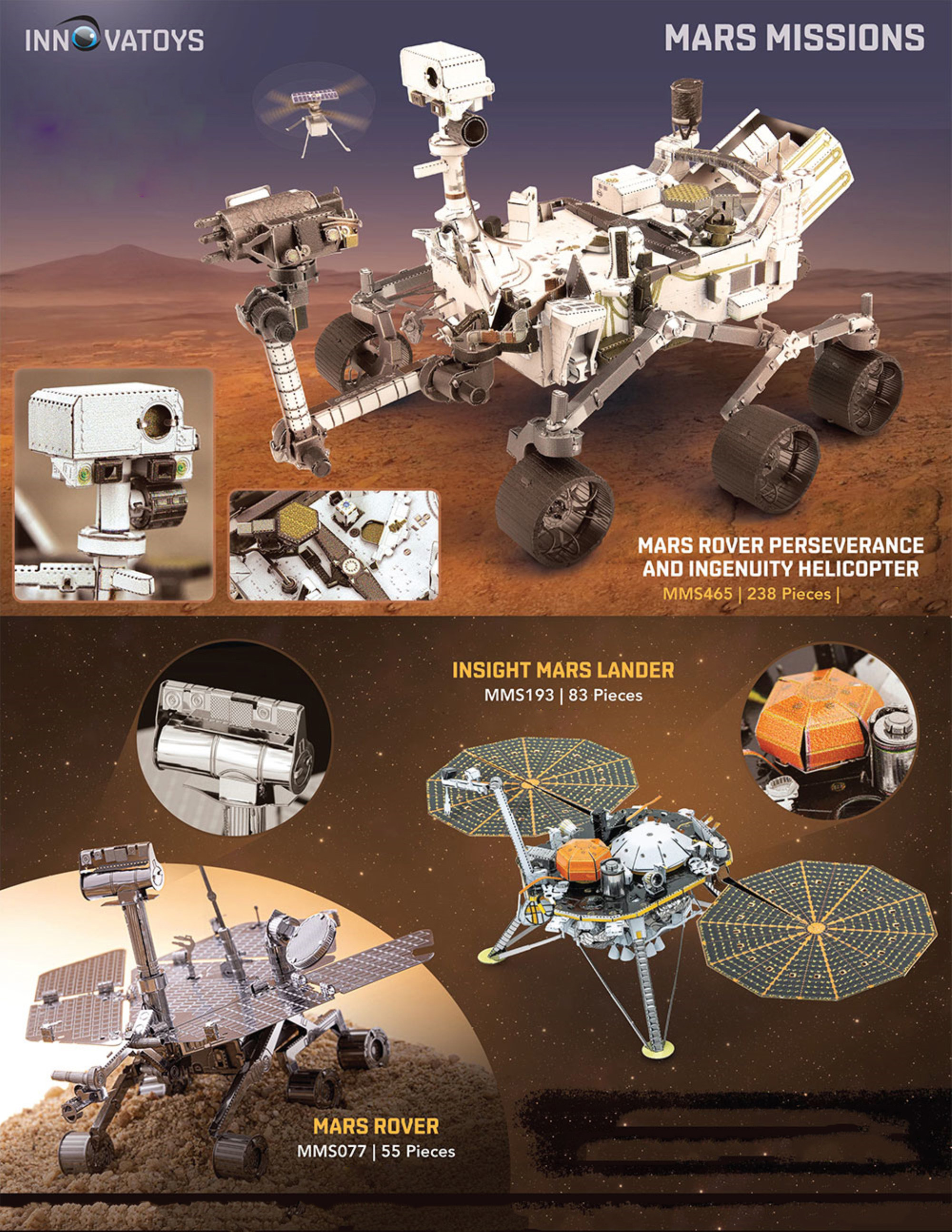 3D glue-free three-dimensional metal hand-assembled stainless steel puzzle model Space Exploration Series Mars Rover